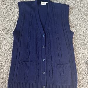Vintage Women's Sweater Vest Size Small/Medium Blue Navy Wear